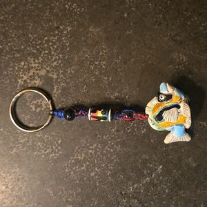 Macrame and resin fish themed Keychain
